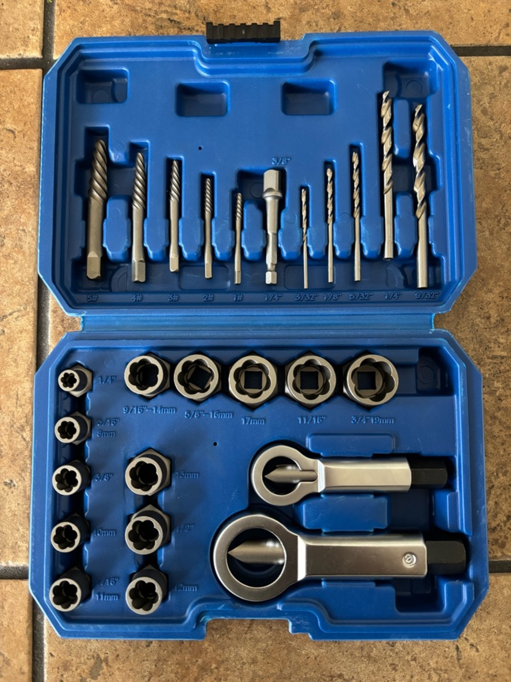 Blue Damaged Bolt Extractor and Drill Bit Set - Home Storage & Organization